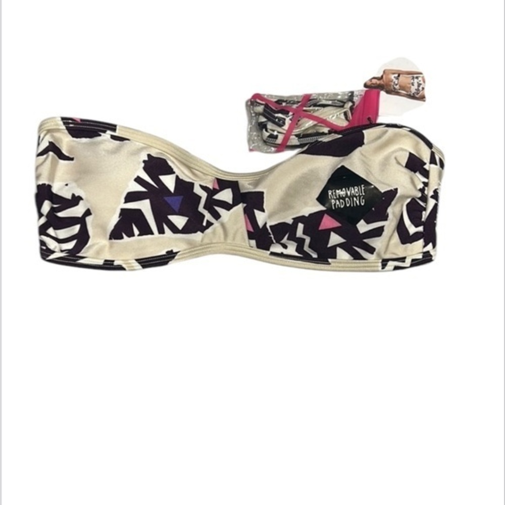 Insight Cream Chips Ladder back bandeau swim bikini top size 4